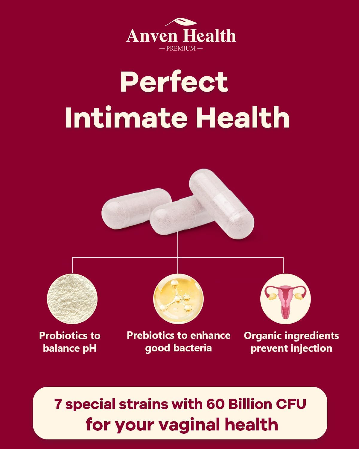 Vaginal Probiotics for Women - 60 Billion Womens Probiotic for Vaginal Flora, Odor, Yeast, Gut & Digestive Health with Saffron, Lecithin, Cranberry & Olive Leaf Extracts | 90 Veggie Caps