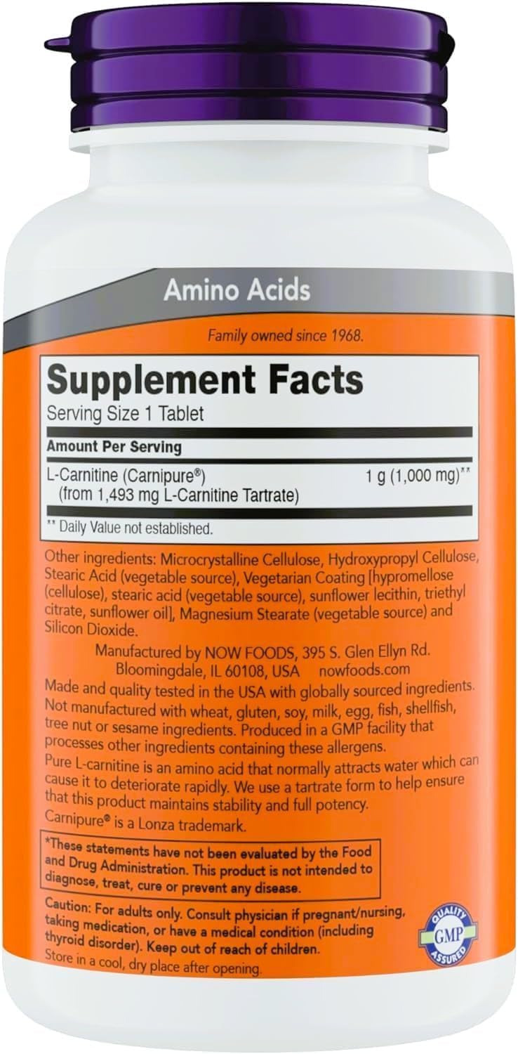 Now Supplements L-Carnitine 1000mg - 150 Tablets Value Size, Supports Lean Muscle Growth, Carnipure, Non-GMO, Kosher, Ideal for Vegans, Athletes, and Energy Support (2)