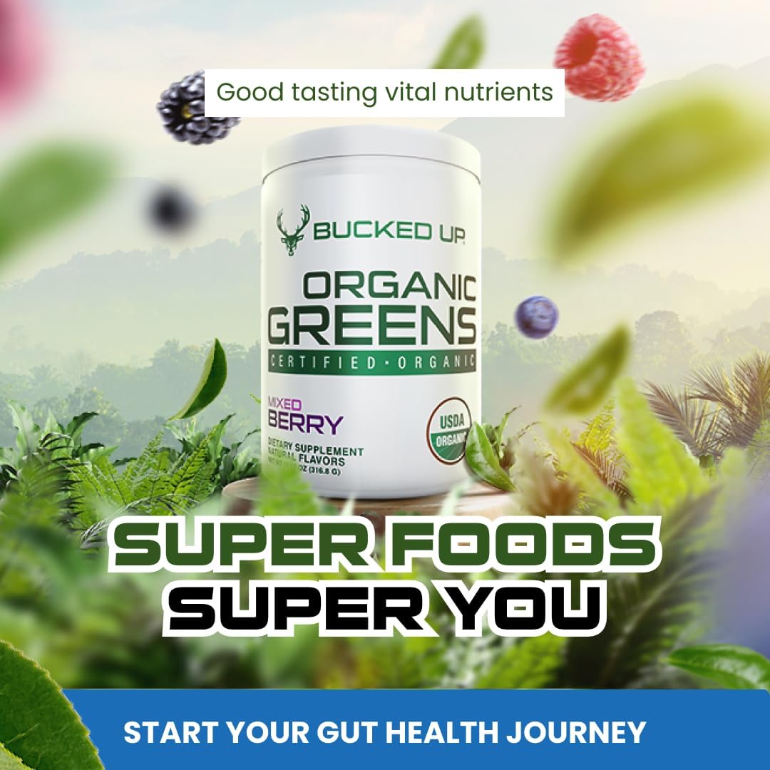 Greens Superfood Powder Mixed Berry | 8 Most Essential Mixed Greens | Certified 100% Organic | Chlorella, Spinach, Kale, Spirulina, Alfalfa, Broccoli, Wheat Grass, & Barley Grass | 30 SERV | 11.17 OZ