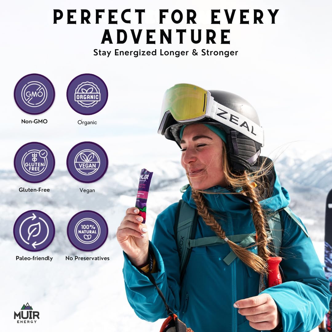 MUIR Strawberry Real Food Energy Gel - 10 Count | Organic Vegan Paleo Non-GMO Gluten-Free Fast Burning Endurance Gel | Clean Energy for Runners Cyclists & Athletes | No Artificial Flavors