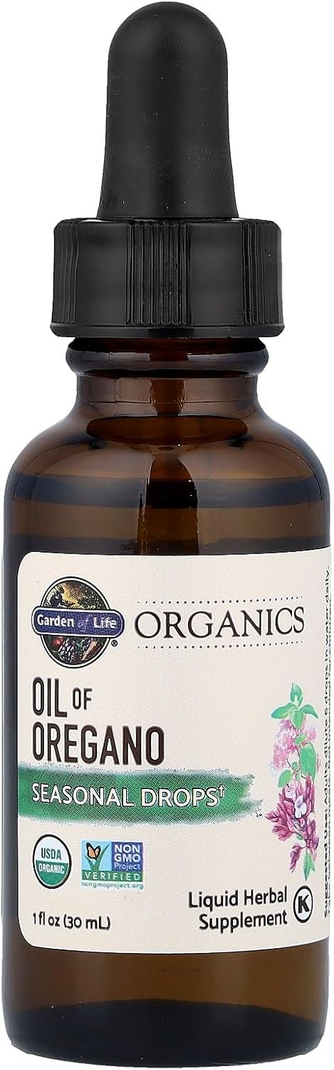 Garden of Life Organics Oil of Oregano Seasonal Drops 1fl oz (30 mL) Liquid, Concentrated Plant Based Immune Support - Alcohol-Free, Organic, Non-GMO, Vegan & Gluten Free Herbal Supplements