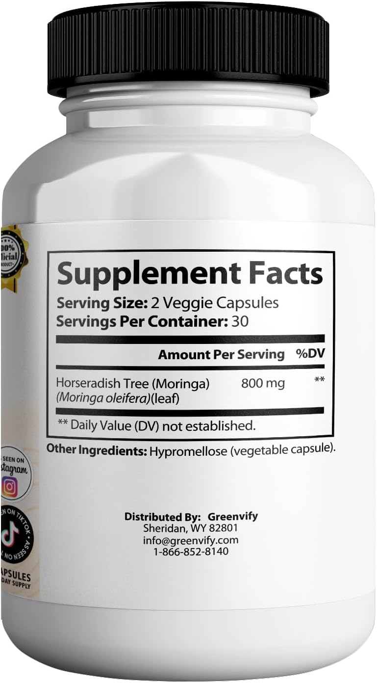 Leptozan Max, 800mg Horseradish Tree Moringa Supplement, 60 Veggie Capsules, 30 Day Supply (2)