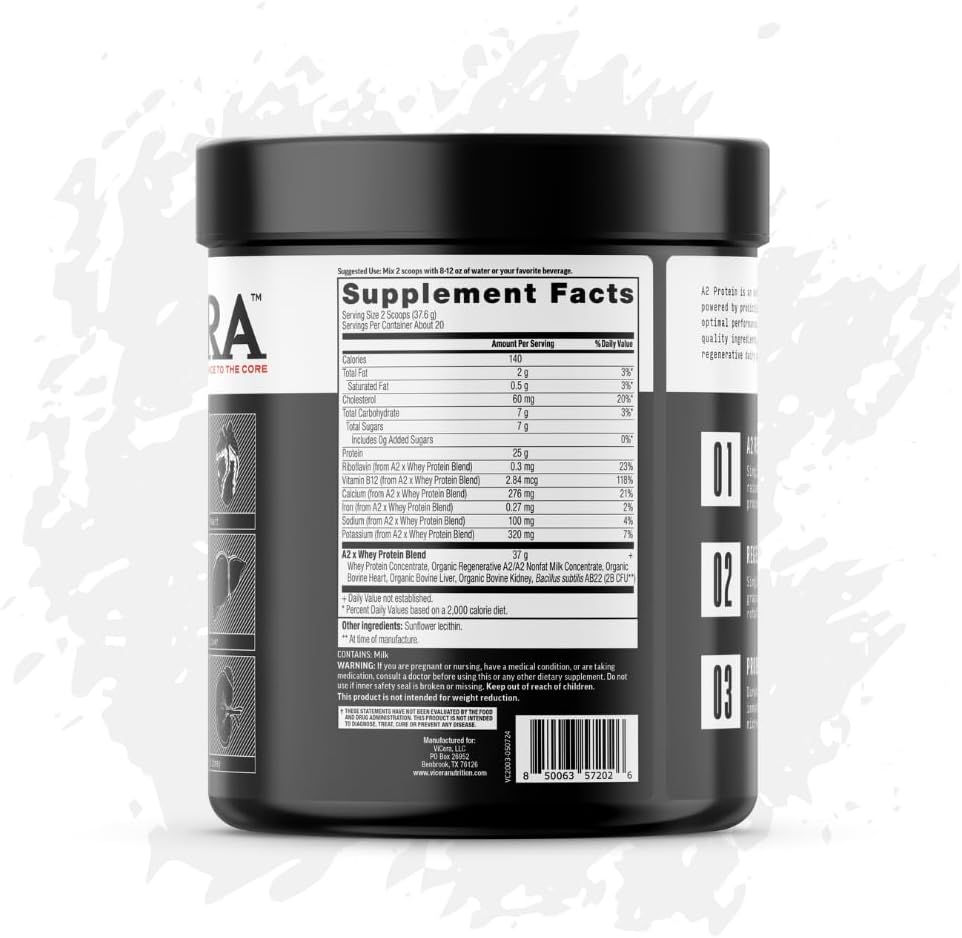 A2 Protein Powder, Unflavored, 25 G Protein per Serving, Organic A2/A2 Whey Casein Blend with Probiotics and Celtic Sea Salt, Gluten Free Workout Supplement, Non GMO, 20 Servings, 27.4 Oz