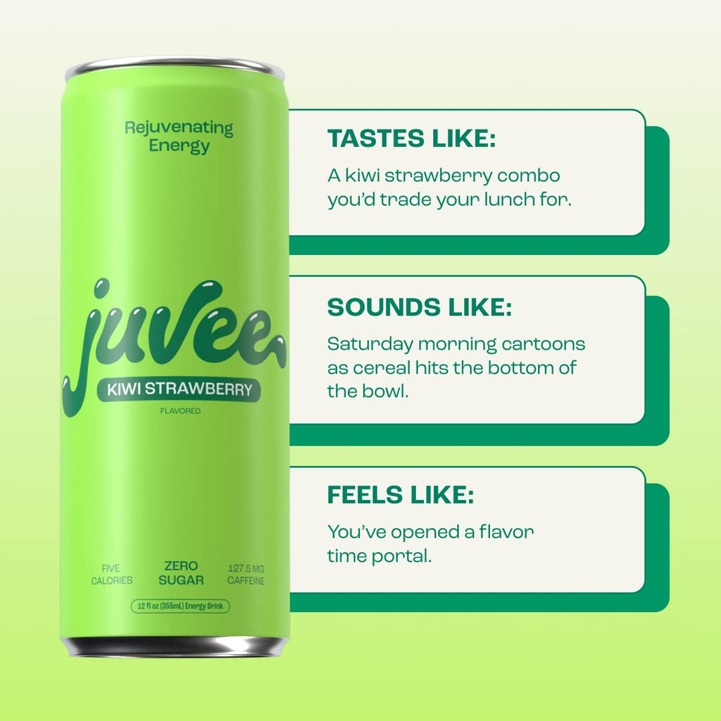 Juvee Energy Drink 0 Sugar 5 Calories (Pack of 12) (KIWI STRAWBERRY)
