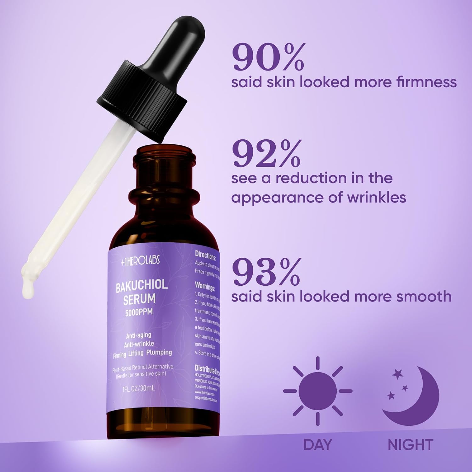 Bakuchiol Retinol Serum for Face, Retinol Alternative for Sensitive Skin with Vitamin E, Hyaluronic Acid, Collagen, Serum for Anti-Aging, Wrinkle Reduction Skin Firming & Smoothing 1 oz
