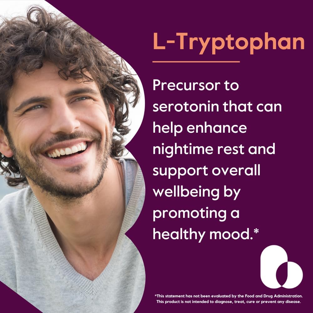 BESTVITE L-Tryptophan 500mg per Capsule (240 Vegetarian Capsules) (2-Pack) - No Stearates - No Silica - No Gelatin - Vegan - Gluten Free - Non GMO