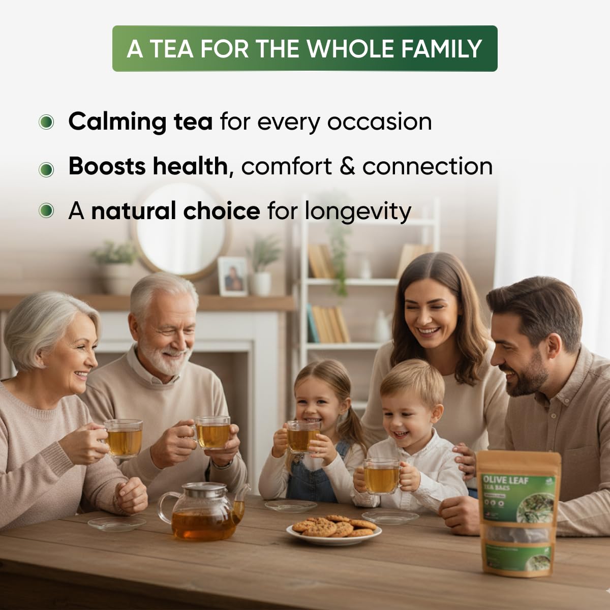 Olive Leaf Tea Bags – 100 Bags (Premium Dried Olive Leaf Tea - 100 Count), Natural Extract Caffeine-Free Herbal Tea for Health & Immune Support