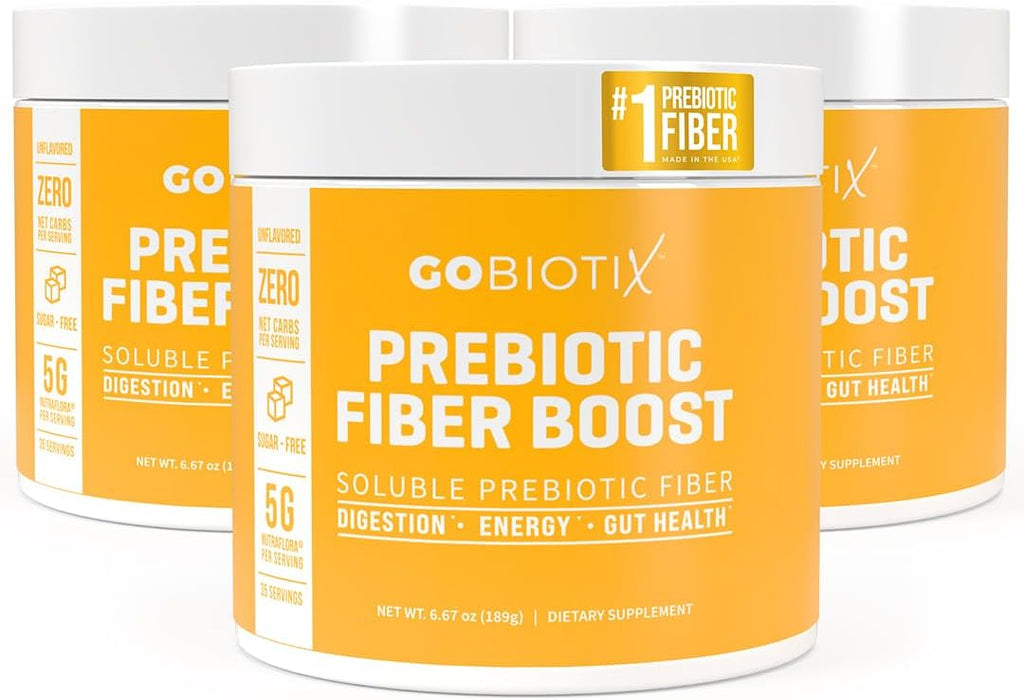 GOBIOTIX Prebiotic Fiber Supplement Powder for Digestive Health, Soluble Fiber for Gut Health, Gluten & Sugar Free, Keto, Vegan, 35 Servings (3 Pack)