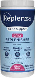 Replenza Daily Replenisher Nutritional Support Powder – Muscle Recovery, Digestive Health & Skin Elasticity Mix of Amino Acids, Prebiotics and Collagen Peptides – Mixed Berry Flavored, 30 Scoops
