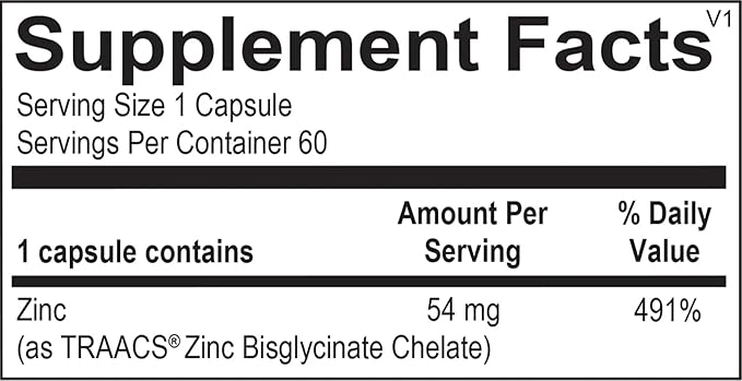Mineral - Rise ZINC Highly Absorbed Zinc Glycinate for Immune Function, Skin Health, and Tissue Repair (60 Capsules)