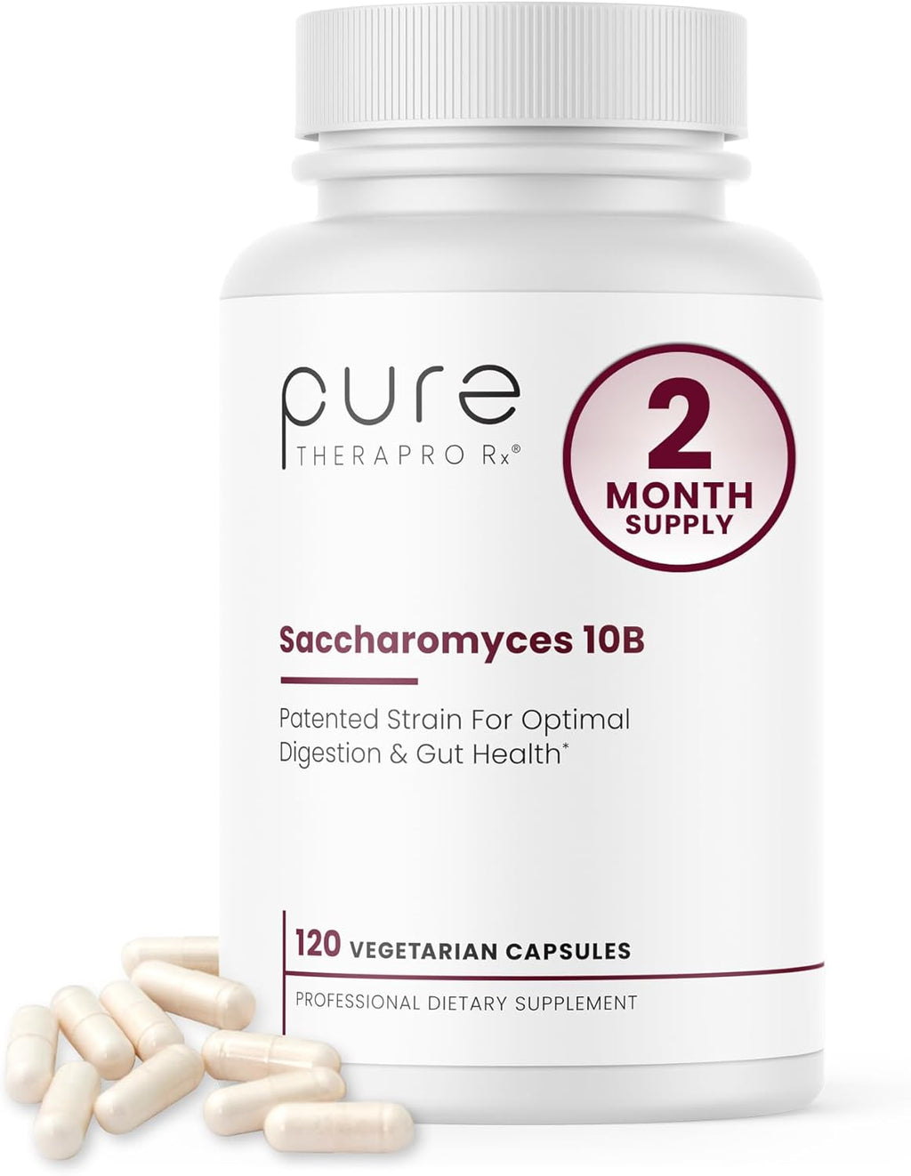 Saccharomyces 10B - Saccharomyces Boulardii, 10 Billion CFU Per Serving, Patented Strain: Lynside CNCM I-3799, Probiotic Capsules, Probiotics for Men and Women - 120 Count