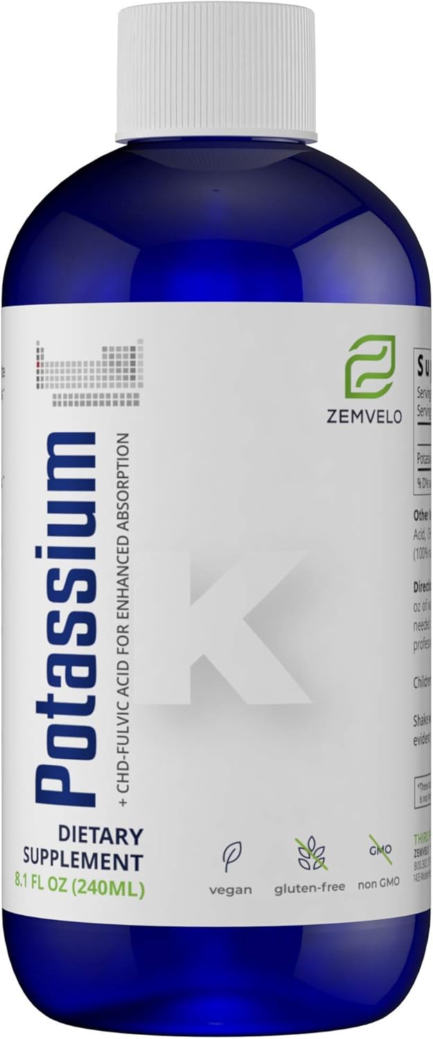Liquid Ionic Potassium Citrate Supplement | Potassium Electrolyte | Support Healthy Heart | Healthy Gut pH Balance | Support Muscle Health | 8oz, 48 Day Supply