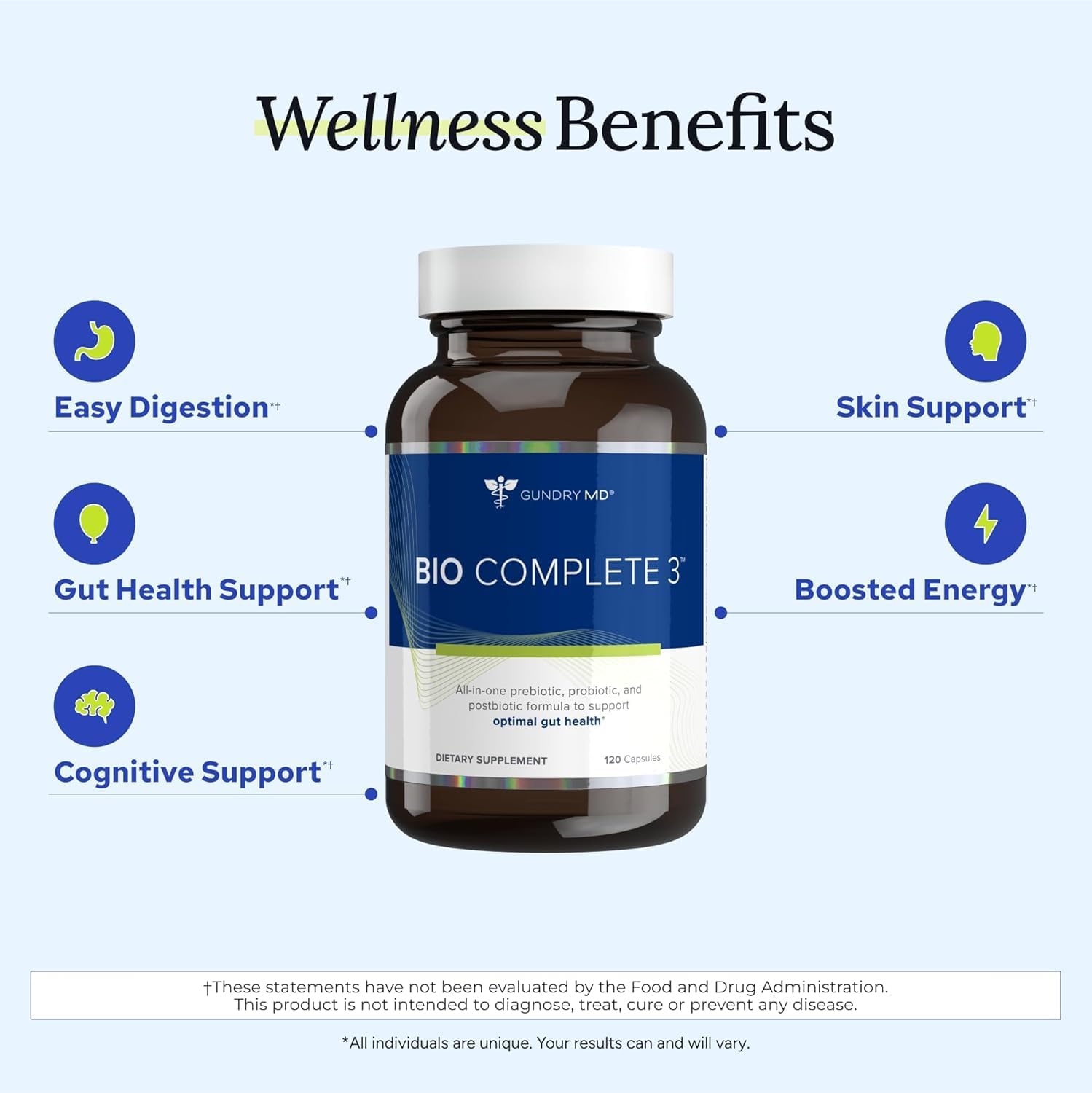 Gundry MD® Bio Complete 3 - Prebiotic, Probiotic, Postbiotic to Support Optimal Gut Health, 30 Day Supply (90 Day Supply)
