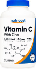 Nutricost Vitamin C with Zinc Capsules, 120 Servings - 1000mg, 45mg Zinc, Non-GMO, Gluten Free Vitamin C Supplement