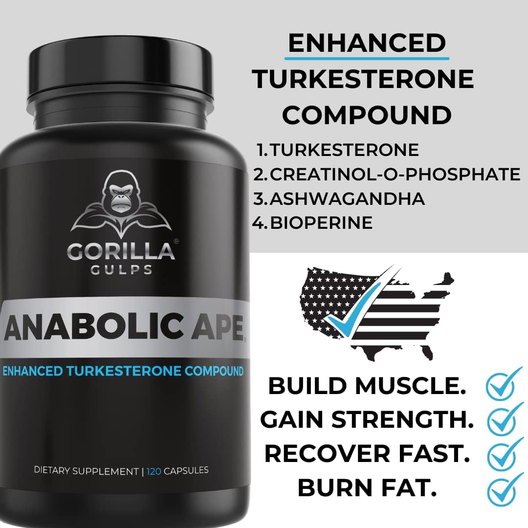 | Anabolic Ape – Enhanced Turkesterone Compound | Turkesterone, Creatinol-O-Phosphate, Ashwagandha, Bioperine | Lab Tested | 120 Vegan Capsules | Max Strength