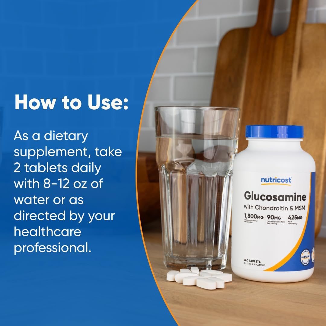 Nutricost Glucosamine 1800mg with Chondroitin & MSM, 240 Tablets, 120 Servings - Non-GMO, Gluten Free
