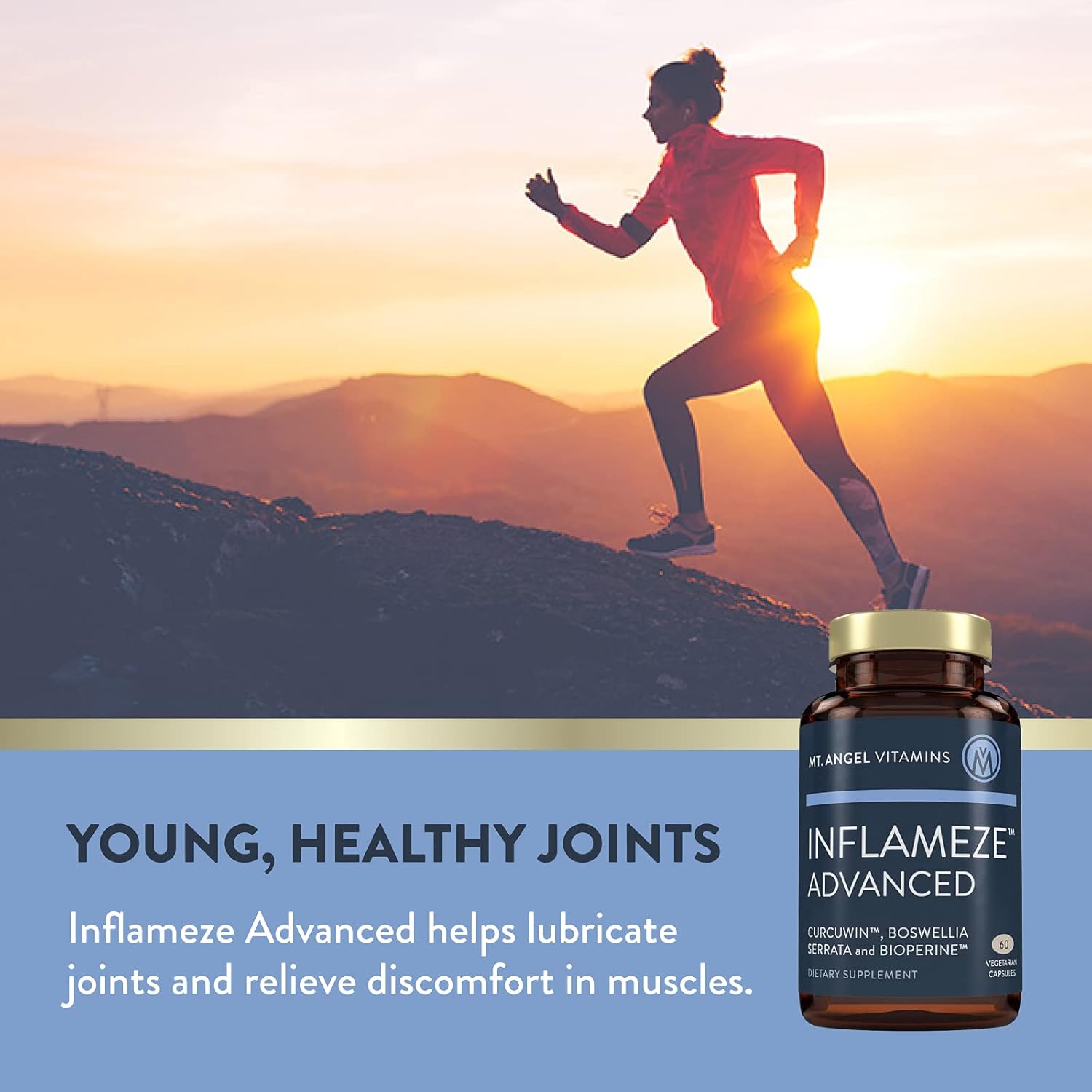 Mt. Angel Vitamins: Inflameze Advanced. Joint Health, Collagen Protection, Turmeric Supplement, 60 Capsules