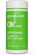 UpNourish Liposomal Vitamin D3 K2 2000 IU with K2 MK-7 100 mcg - 365 Vitamin D3 k2 (Vitamina D3 con K2) Mini Softgels with Organic Coconut Oil - Easy to Swallow K2 D3 Vitamin Supplement