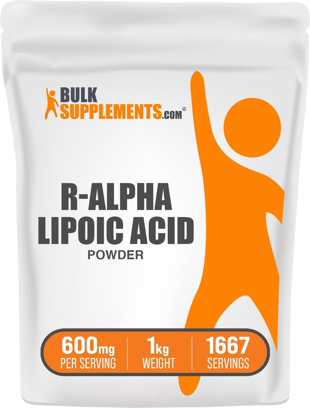 BulkSupplements.com R-Alpha Lipoic Acid Powder - R-ALA Supplement, R Alpha Lipoic Acid 200mg - Antioxidants Supplement, Gluten Free, 200mg per Serving, 1kg (2.2 lbs) (Pack of 1)