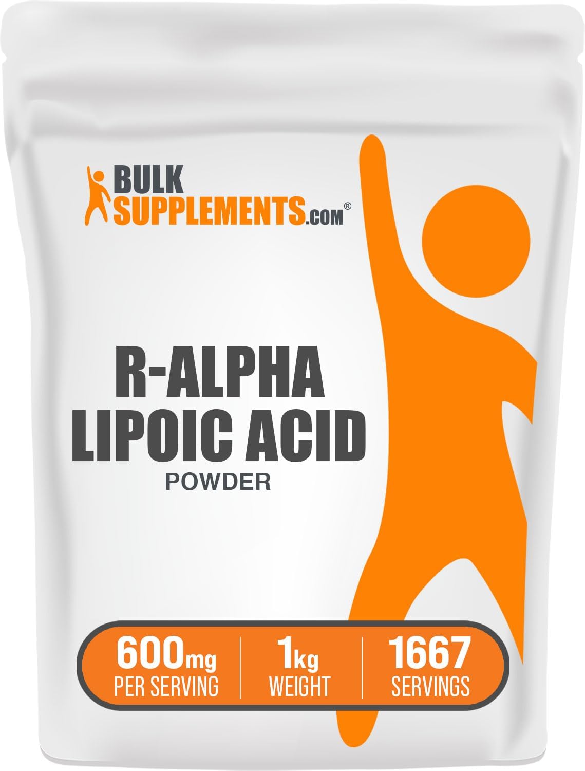 BulkSupplements.com R-Alpha Lipoic Acid Powder - R-ALA Supplement, R Alpha Lipoic Acid 200mg - Antioxidants Supplement, Gluten Free, 200mg per Serving, 1kg (2.2 lbs) (Pack of 1)