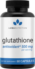Luma Nutrition Premium Glutathione Supplement - 500mg - L-Glutathione - Antioxidant Support - Reduced - Liver Support - 60 Capsules