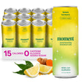 Moment Botanical Soda Soft Drink (Shark Tank) - SPARKLING Non Alcoholic Drinks | Lemon Turmeric | | L-Theanine & Ashwagandha for Calm & Clarity | 0 Added Sugar 0 Caffeine | 12-pack