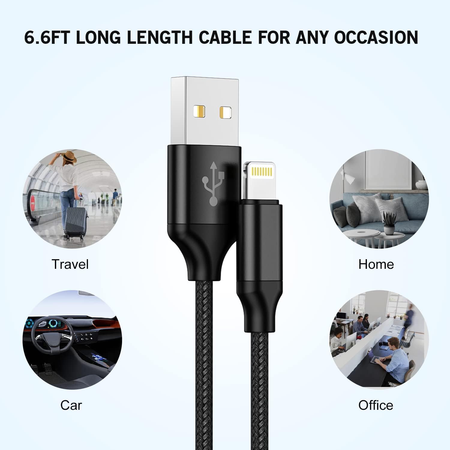iPhone Fast Charger,2Pack Dual Port Wall Charger with Fast Charging 6.6FT Long Nylon Braided USB to Lightning Cable Cord Double Wall Charger Adapter Block Plug for iPhone 14 13 12 Pro Max 11 SE iPad