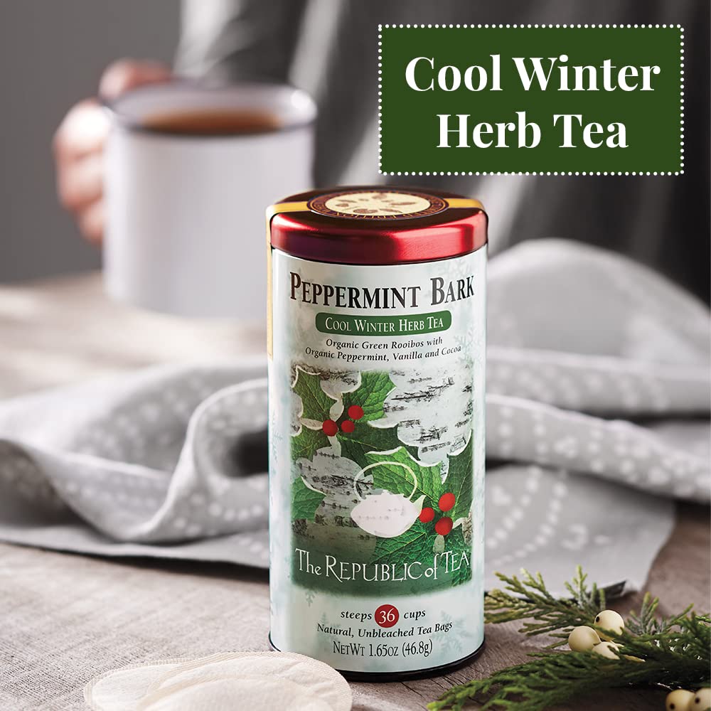 The Republic of Tea - Peppermint Bark, Cool Winter Herb Tea, 250 Tea Bags, Caffeine-Free
