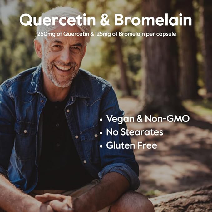 BESTVITE Quercetin with Bromelain 500mg/250mg (240 Vegetarian Capsules) (120 x 2) - No Stearates - No Silicon Dioxide - Vegan - Non GMO - Gluten Free