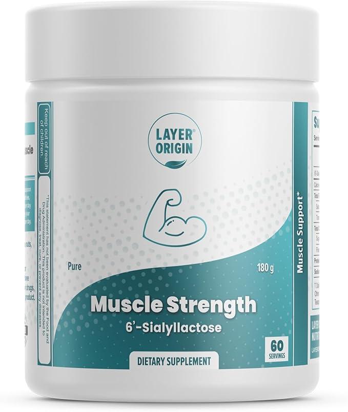 Layer Origin 6'-Sialyllactose (6'-SL HMO) for Muscle Health, GNE, Strength & Performance Support – Fast Recovery, Reduced Fatigue, 3000 mg per Serving, 60 Servings