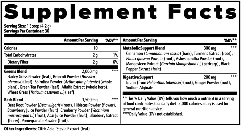 Super Greens Powder, All-Natural Plant-Based Greens Supplement with Spirulina, Barley Grass,Green Tea,Turmeric & Beet Root | Supports Energy, Digestion & Immune Health Non-GMO Made in USA