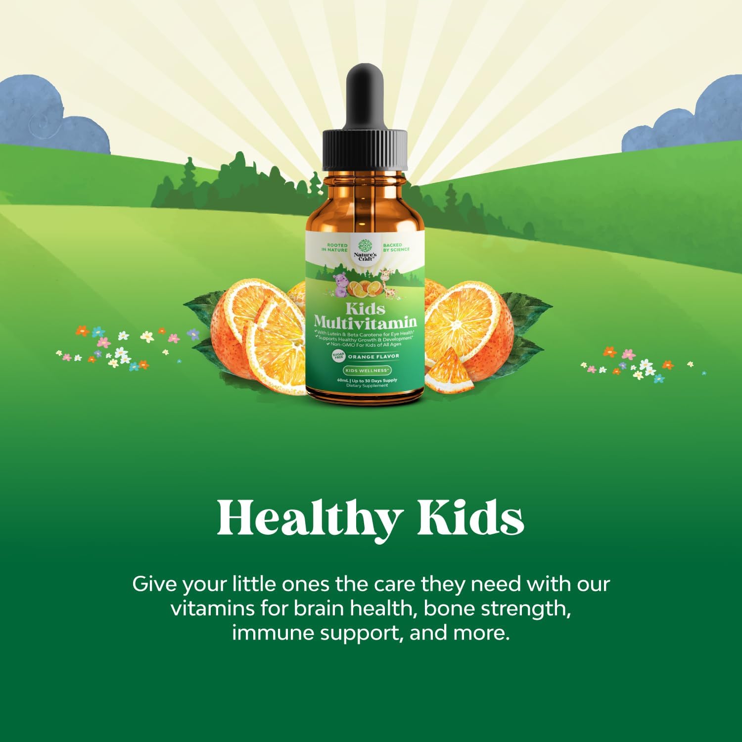 Natures Craft Liquid Multivitamin for Kids Immunity Support - Yummy Toddler Supplement with a C D3 E B6 and Vitamins of All Ages High Absorption
