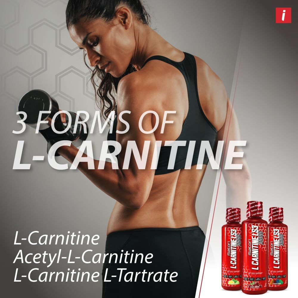 iSatori L-Carnitine LS3 3000, Liquid L-Carnitine with Acetyl L-Carnitine, L-Carnitine L-Tartrate, Stimulant Free Pre Workout, No Calories, Sugar, Gluten, Keto-Friendly, Sour Cherry (32 Servings)
