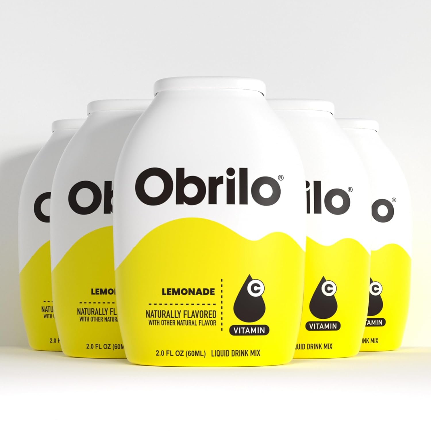 Obrilo Water Enhancer Liquid Flavoring Drops - ZERO Sugar/Calorie, Dye Free, Naturally Flavored Drink Syrup, 2.0 fl oz x 5 Bottles for Kids & Adults (Lemonade)