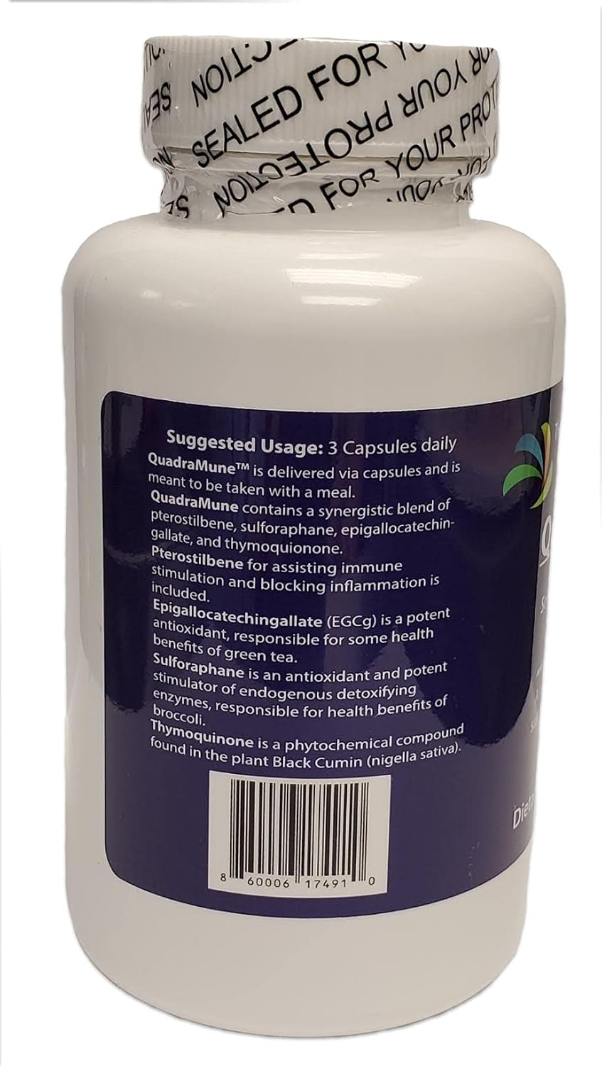 Multi-Patented All Natural Dietary Supplement for Immune Support with a Synergistic Blend of Pterostilbene, Broccoli Sprout Extract, Green Tea Extract, & Nigella Sativa