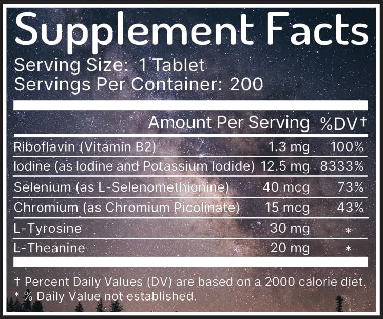 Zen Haus 12.5 mg with Selenium (as Selenomethionine) and More - 200 Tablets - Thyroid Plus Immune Support - High Potency Iodine Tablets - Compare to Lugol's Iodine Pills