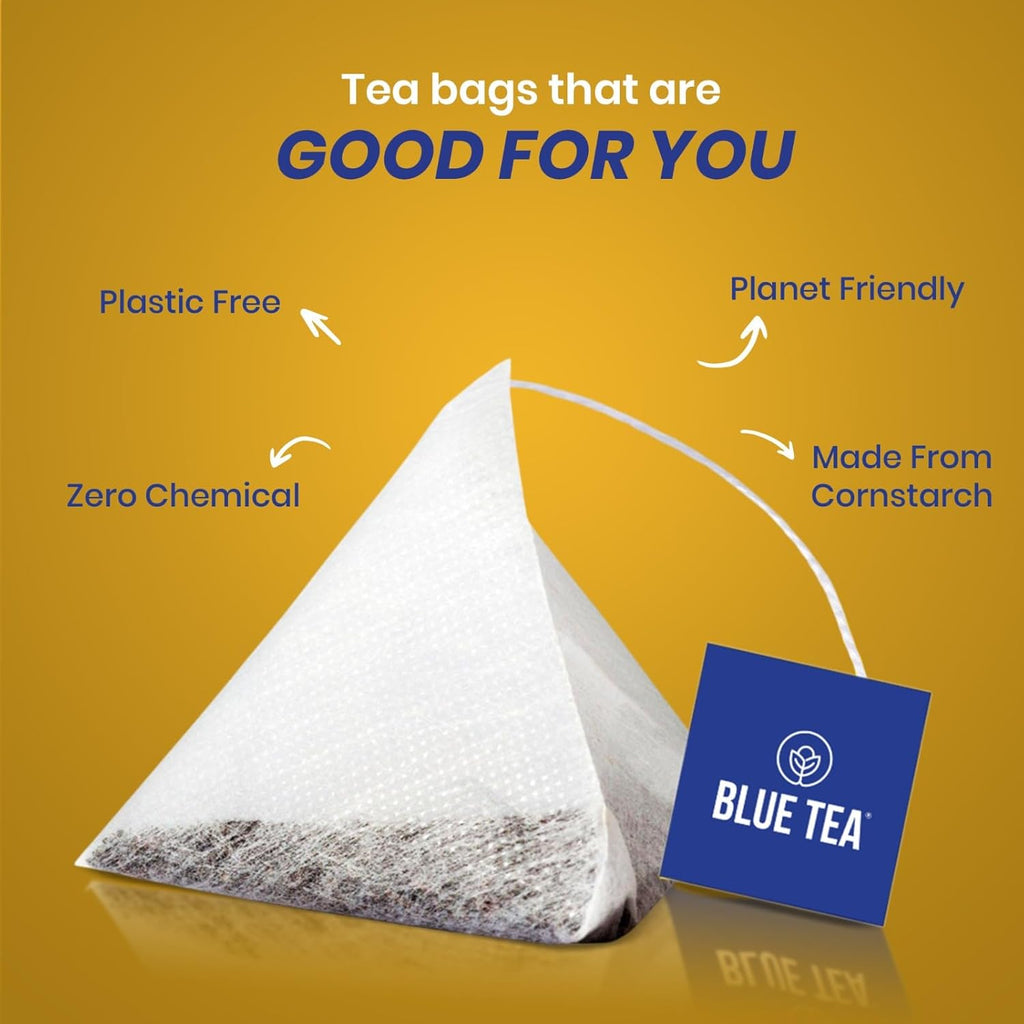 BLUE TEA - Chamomile Tea For Sleep - 25 Count - Plant Based Tea Bags | Get a good Sleep | Relaxation | Stress Relief | Caffeine Free - Flower Based - Herbal Tea | Single Tear Tea Box | Easy Pull Sachets
