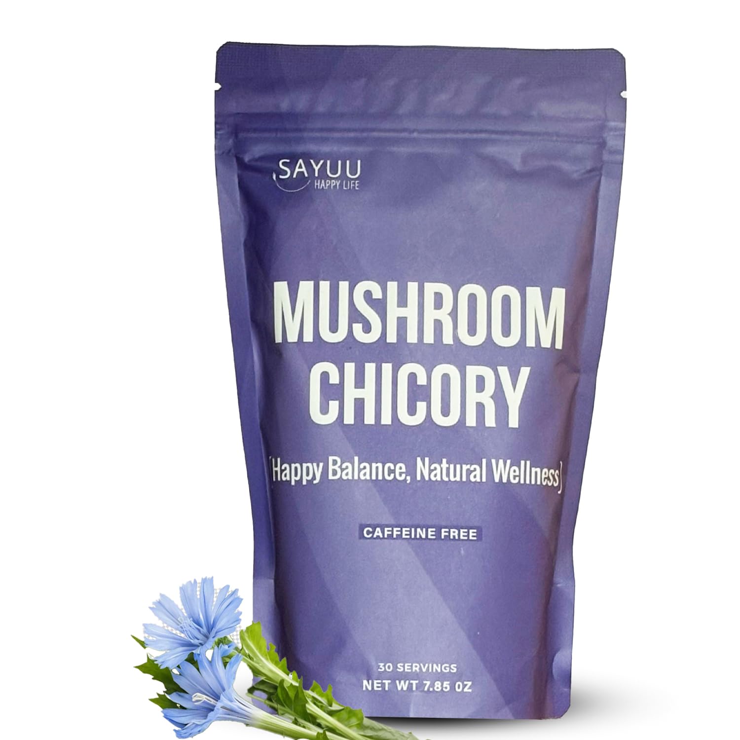 SAYUU Mushroom Chicory Blend – Caffeine-Free Coffee Alternative with Lion's Mane, Reishi, Turkey Tail – Supports Digestion, Focus & Immunity – Vegan & Eco-Friendly, 30 Servings