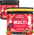 Llama Naturals Kids Multivitamin Gummies, Vegan, Organic with Vitamin D, C & K, Toddler Real Fruit Gummy Vitamins, Chewable Supplement, Whole Food Multivitamin, No Added Sugar Cane, Strawberry, 2 Pk