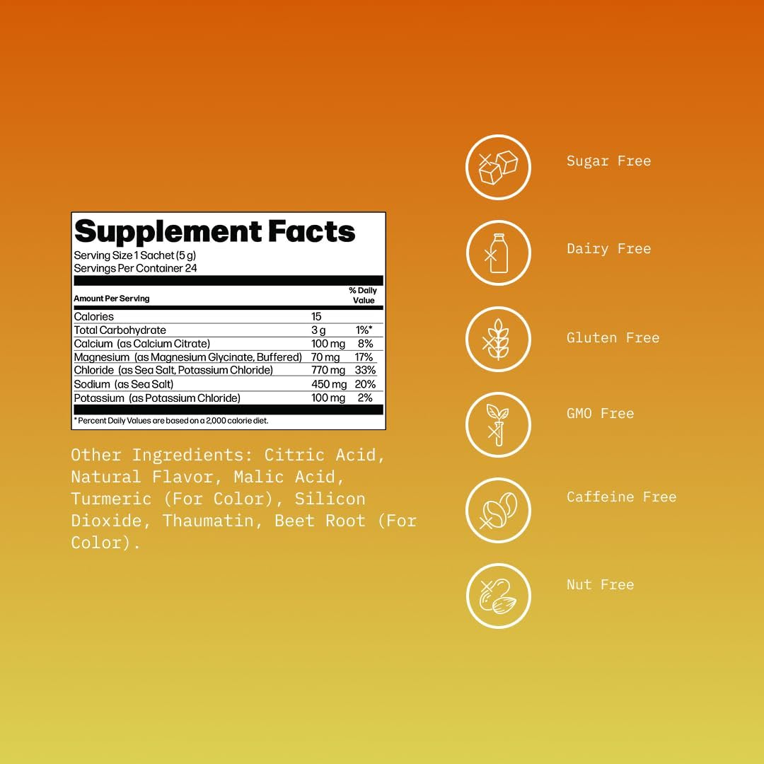 Mikra Hydrate Electrolytes Powder Packets, Sugar Free Hydration Powder Sticks, Electrolyte Drink Mix for Needed Hydration Support, Daily Wellness and Workout, Blood Orange Passionfruit, 24 Pack