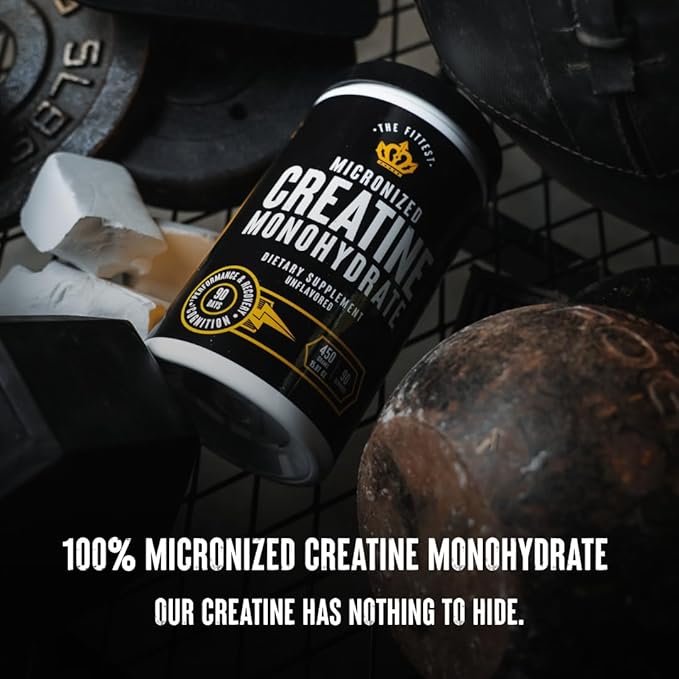 The Fittest Creatine Monohydrate Powder – Unflavored, Pure 100% Micronized Creatine Monohydrate – Muscle Strength, Focus, Power & Recovery Support