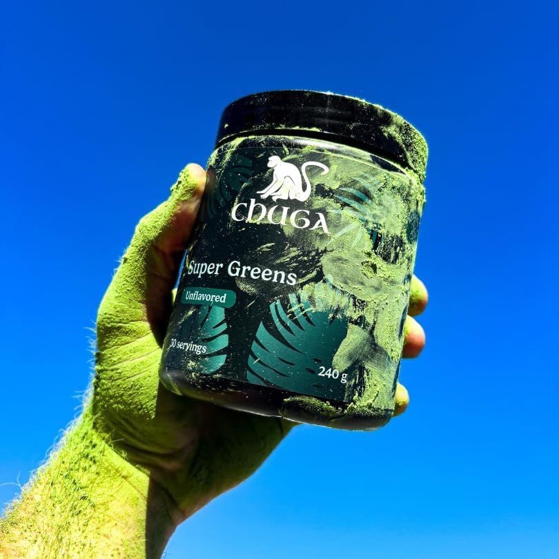 Chuga's Super Greens Powder – Organic Superfood Blend with Greens, Fruits & Probiotics – Boosts Energy, Detox, and Digestion – Vegan, Non-GMO, Gluten-Free, Keto Friendly - 30 Servings