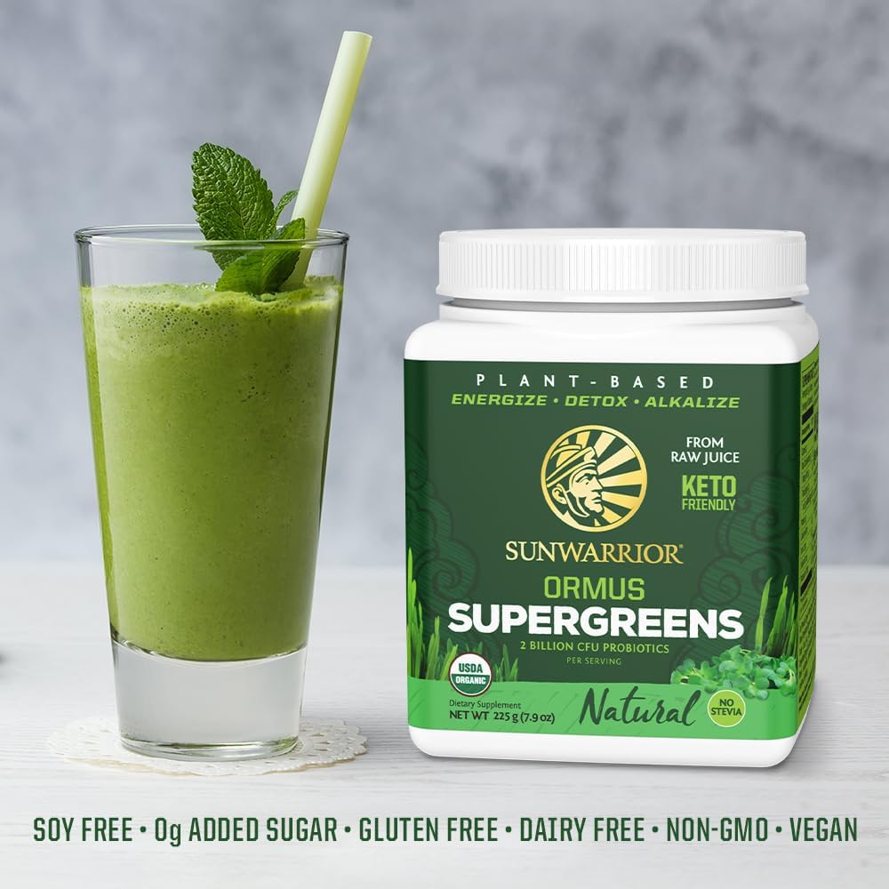 SUNWARRIOR Organic Ormus Supergreens Natural, 8 OZ