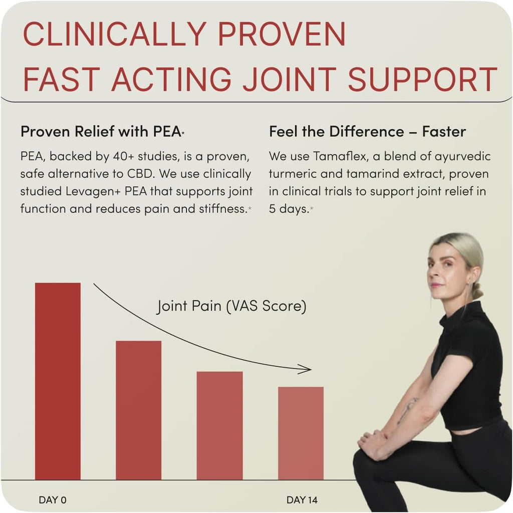 MOVE Fast Acting Joint Supplements | Tamaflex® Turmeric & Tamarind, Levagen®+ PEA Palmitoylethanolamide, Boswellia Serrata, Bioperine® Black Pepper Extract | Joint Support & Mobility | 60 Vegan Caps
