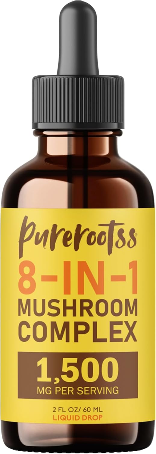 Mushroom Complex Liquid Drop 1500 MG (2 Fl Oz, Pack 2) - Lion Mane, Turkey Tail, Cordyceps, Chaga - Cognitive Health, Memory Focus, Energy & Immune Support - Sugar Free, Non GMO