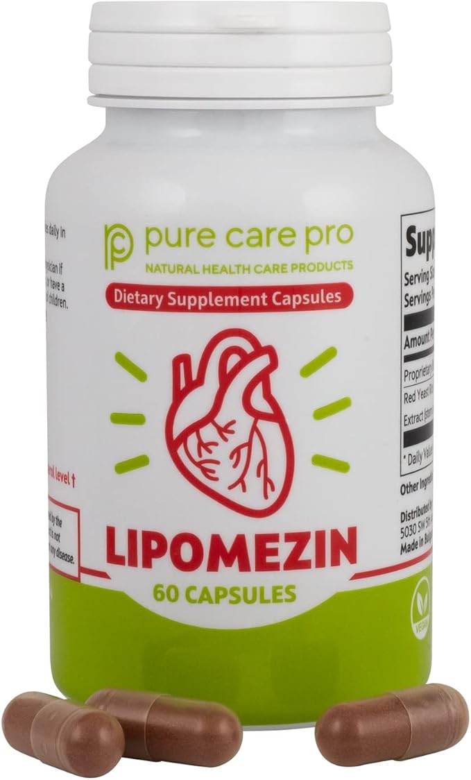 Pure Care Pro Synergistic Cholesterol Support Blend: Red Yeast Rice, Policosanol, Grape Seed & Lespedeza – 60 Vegetarian Capsules