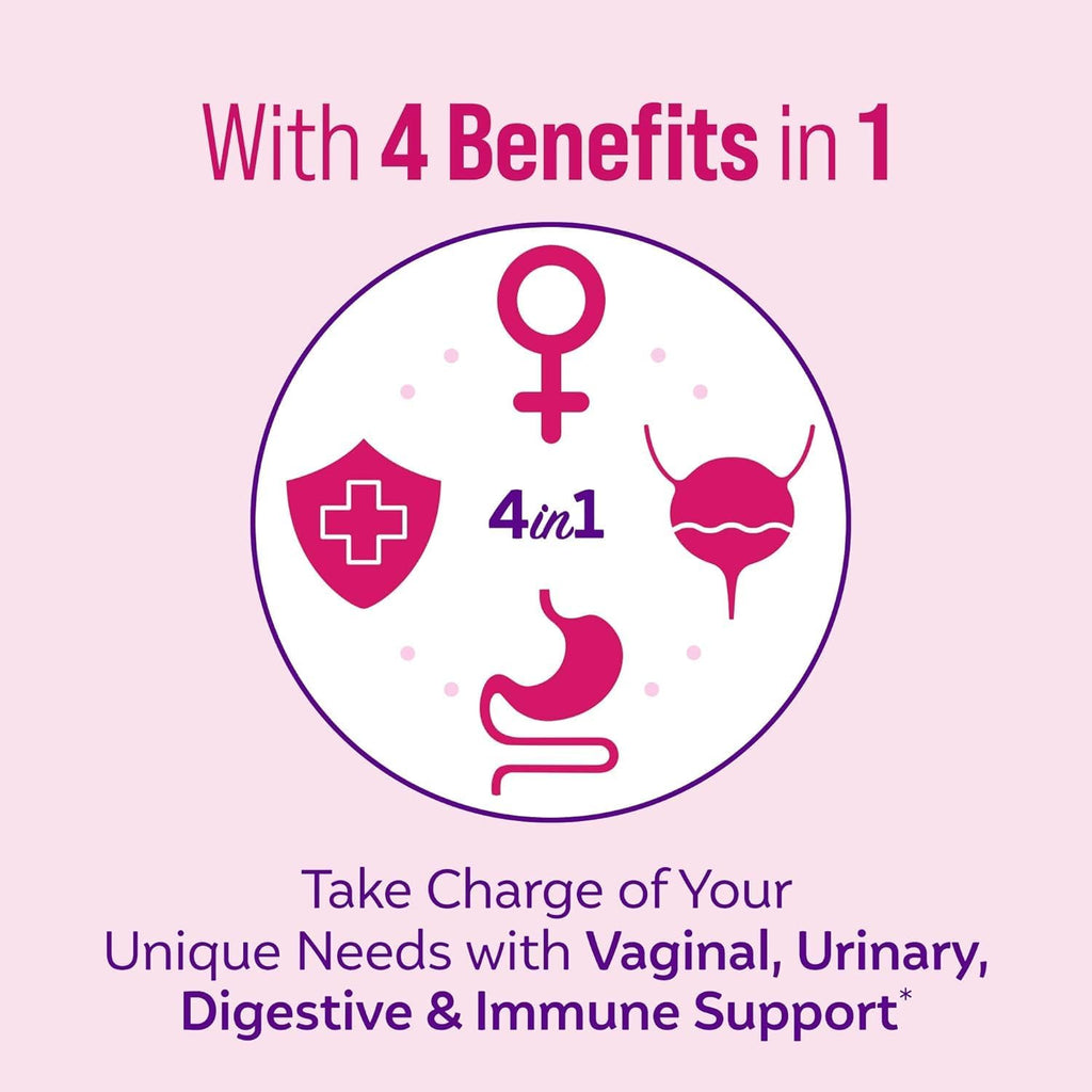 Culturelle 4-in-1 Probiotics for Women, Daily Probiotic & Prebiotic Supplement to Support Vaginal Health, Digestive Health, Immune Health, Occasional Diarrhea, Gas & Bloating Relief, Non-GMO, 30 Count