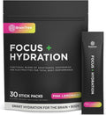 BrainTree Nutrition - Focus + Hydration - Electrolyte Drink Mix - Total Body Hydration - Supports Cognitive Function, Energy & Muscle Recovery - Sugar Free - Pink Lemonade - 30 Stick Packs