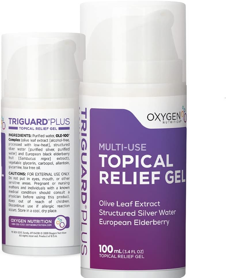 TriGuard Plus Colloidal Silver Topical Recovery Gel Natural Structured Silver Water & European Elderberry 3.4oz / 100ml