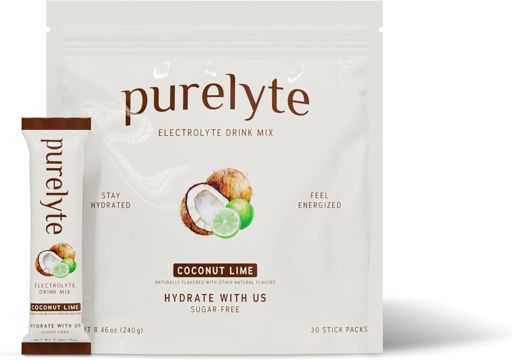 Electrolyte Drink Mix – Sugar-Free Hydration Powder Packets – Clean Electrolytes with Trace Minerals – Keto, Vegan, Gluten-Free – No Artificial Sweeteners – 30 Sticks – Coconut Lime